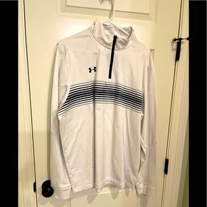Under Armour Half Zip Pullover Loose Fit Sweatshirt White Blue Mens Size XL